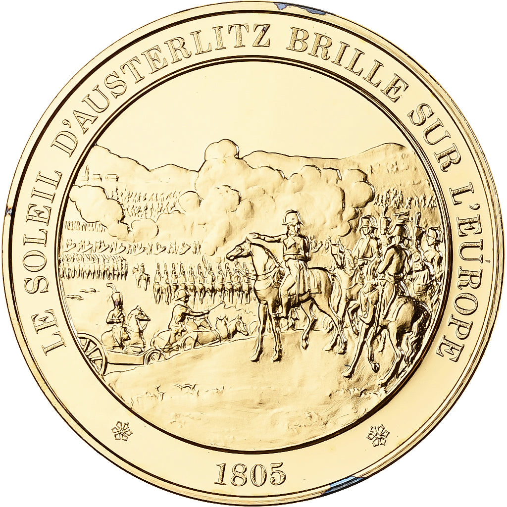 France, Medal, Bataille d'Austerlitz, Franklin Mint, Vermeil, Proof, MS(65-70)