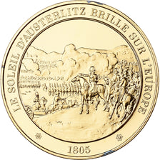 France, Medal, Bataille d'Austerlitz, Franklin Mint, Vermeil, Proof, MS(65-70)