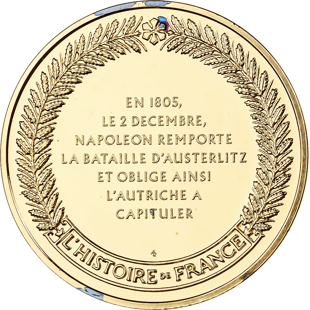 France, Medal, Bataille d'Austerlitz, Franklin Mint, Vermeil, Proof, MS(65-70)