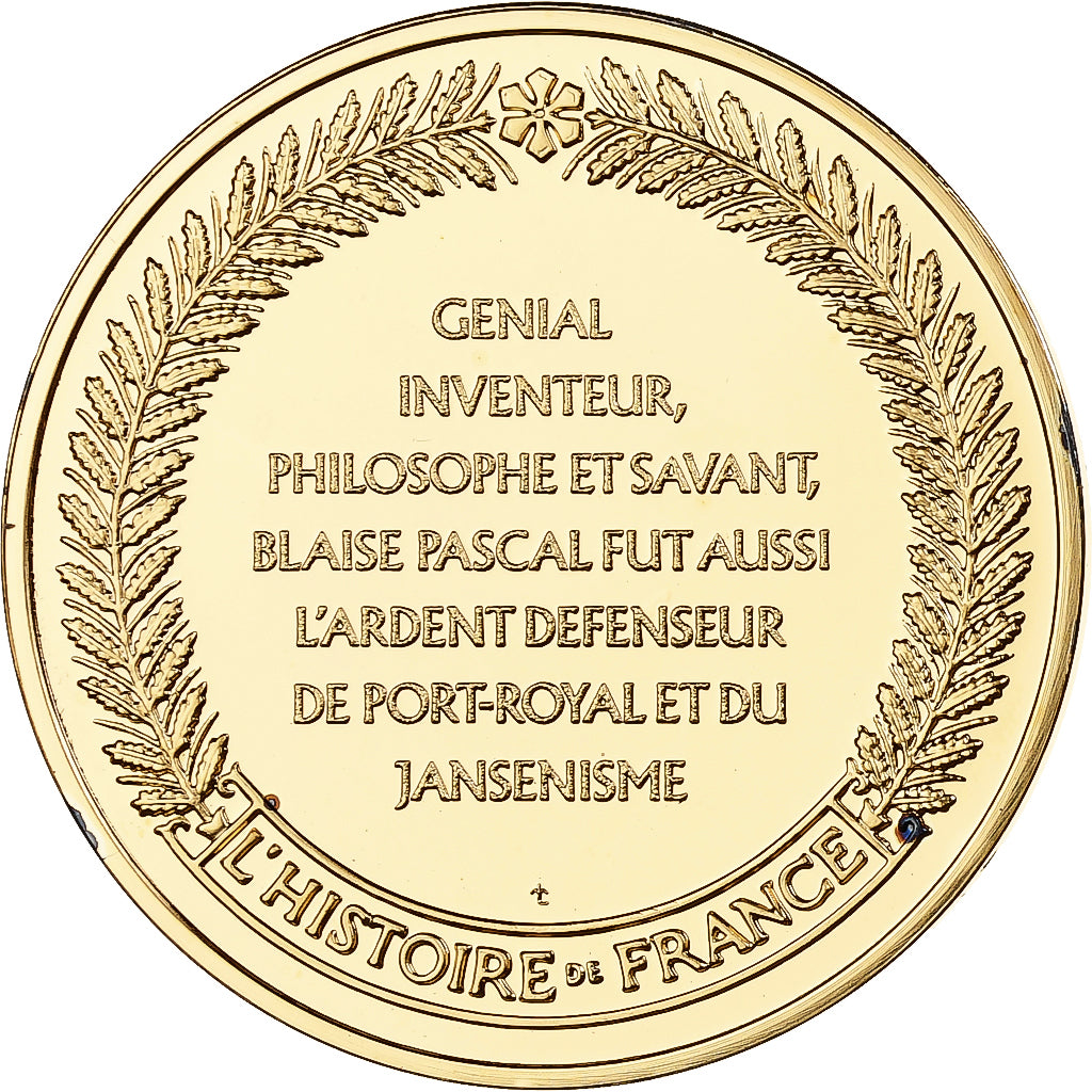 France, Medal, Blaise Pascal, Franklin Mint, Vermeil, Proof, MS(65-70)