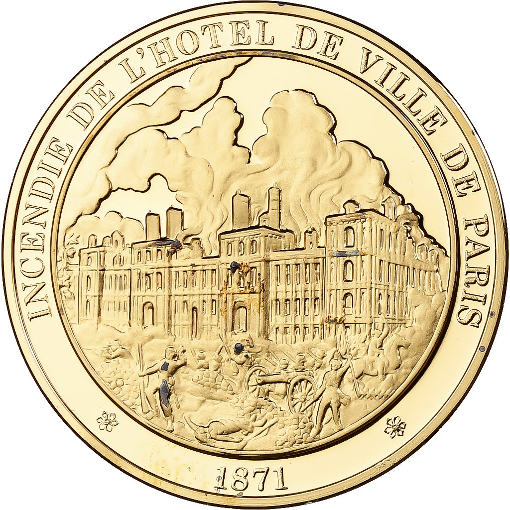 Francia, medalla, Incendie de l'Hôtel de Ville de Paris, Franklin Mint, Oro