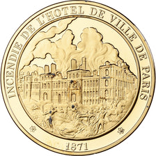 Francia, medalla, Incendie de l'Hôtel de Ville de Paris, Franklin Mint, Oro