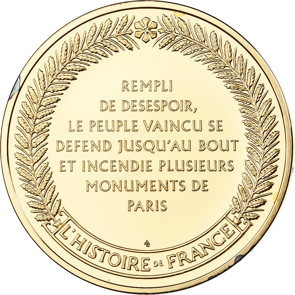 Francia, medalla, Incendie de l'Hôtel de Ville de Paris, Franklin Mint, Oro