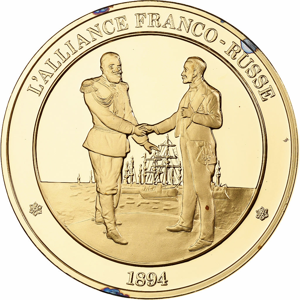 Frankreich, Medaille, L'alliance Franco-Russe 1894, Franklin Mint, Vermeil, PP