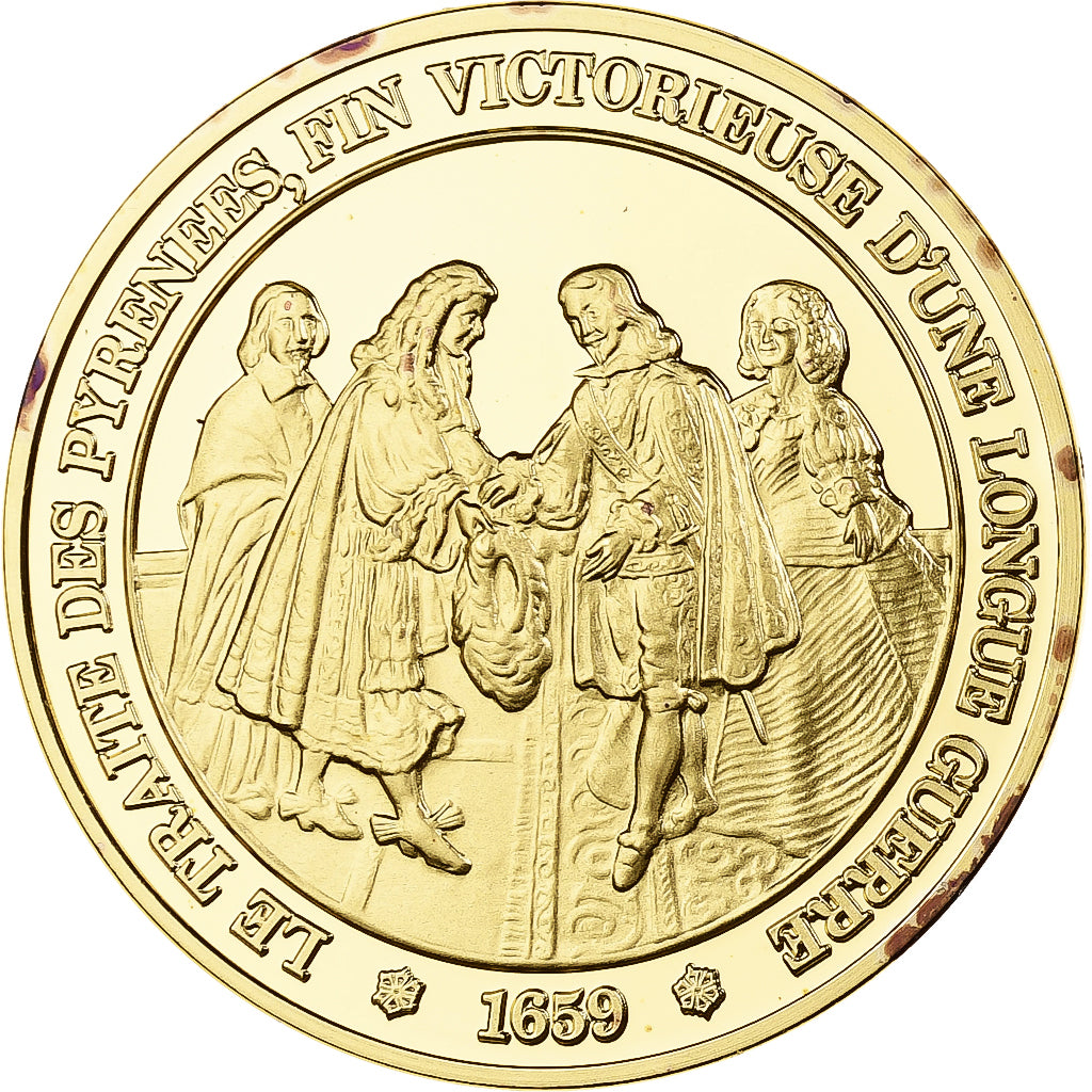France, Médaille, Traité des Pyrénees, Franklin Mint, Vermeil, FDC, BE