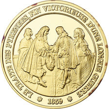 France, Médaille, Traité des Pyrénees, Franklin Mint, Vermeil, FDC, BE