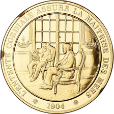 France, Medal, L'Entente Cordiale, Franklin Mint, Vermeil, Proof, MS(65-70)