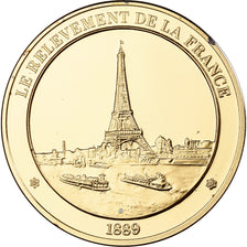 France, Medal, Tour Eiffel, Franklin Mint, Vermeil, Proof, MS(65-70)