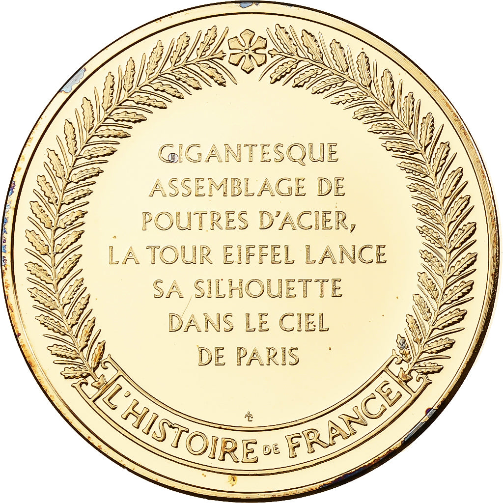 France, Medal, Tour Eiffel, Franklin Mint, Vermeil, Proof, MS(65-70)