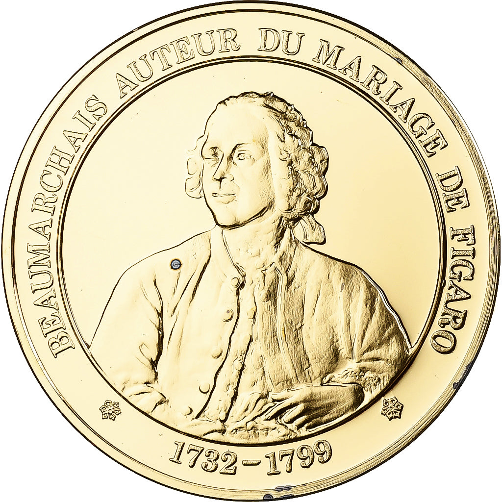 France, Médaille, Beaumarchais, Franklin Mint, Vermeil, FDC, BE