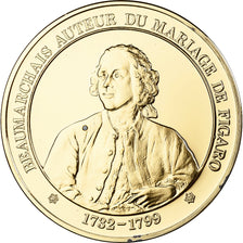 France, Médaille, Beaumarchais, Franklin Mint, Vermeil, FDC, BE