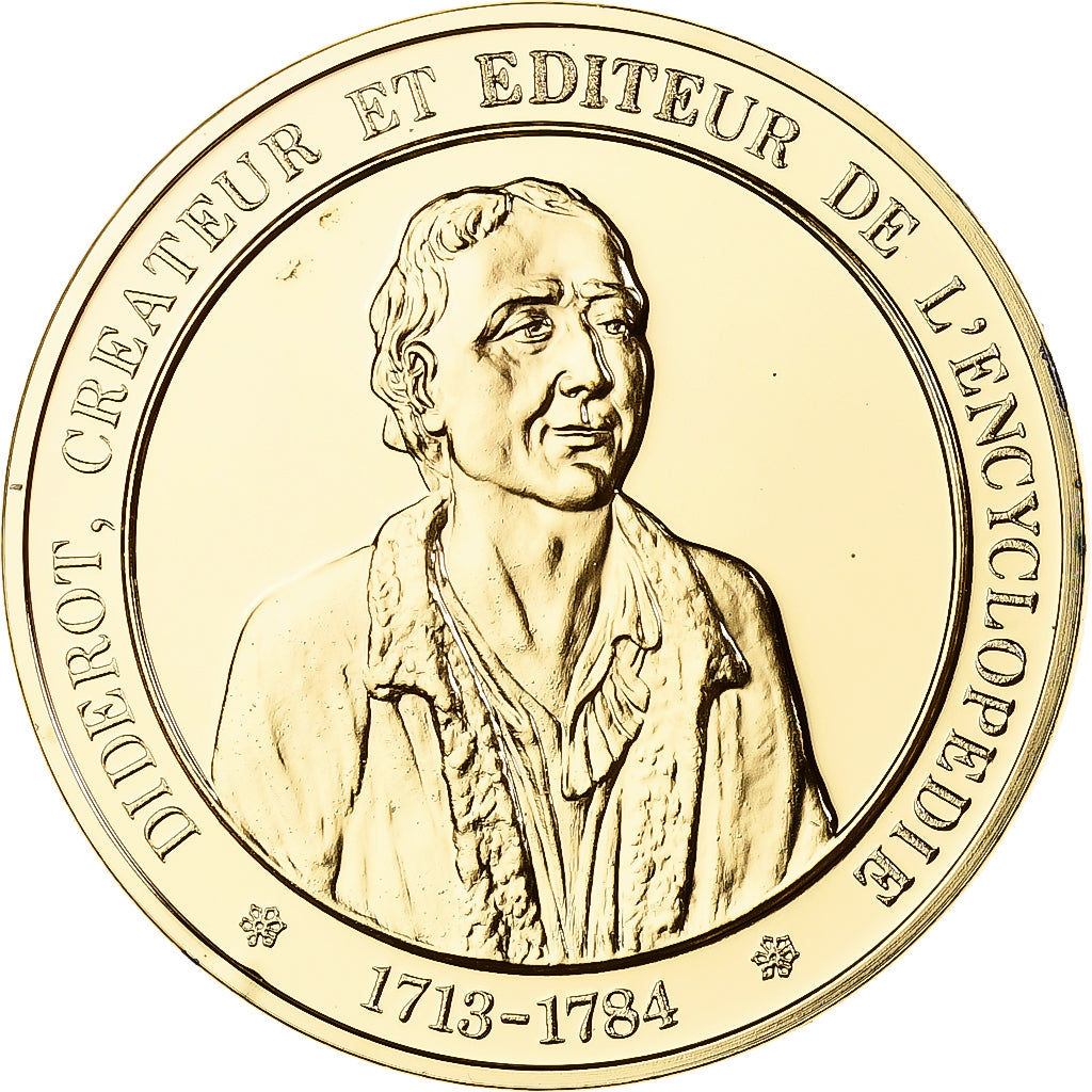 France, Medal, Diderot, Franklin Mint, Vermeil, Proof, MS(65-70)