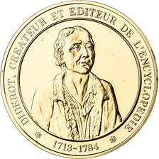 France, Medal, Diderot, Franklin Mint, Vermeil, Proof, MS(65-70)