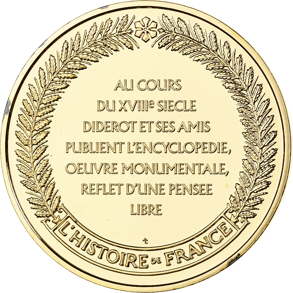 France, Medal, Diderot, Franklin Mint, Vermeil, Proof, MS(65-70)