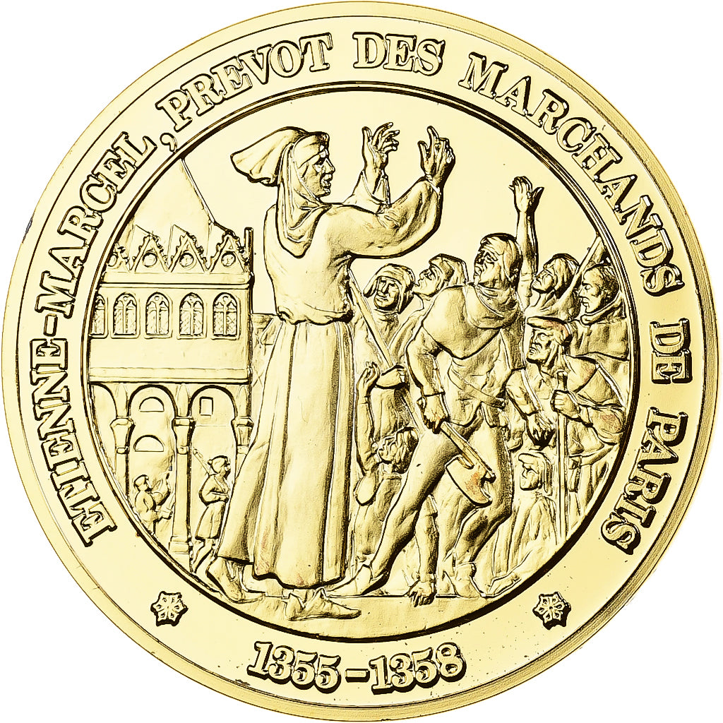 France, Medal, Etienne Marcel, Franklin Mint, Vermeil, Proof, MS(65-70)
