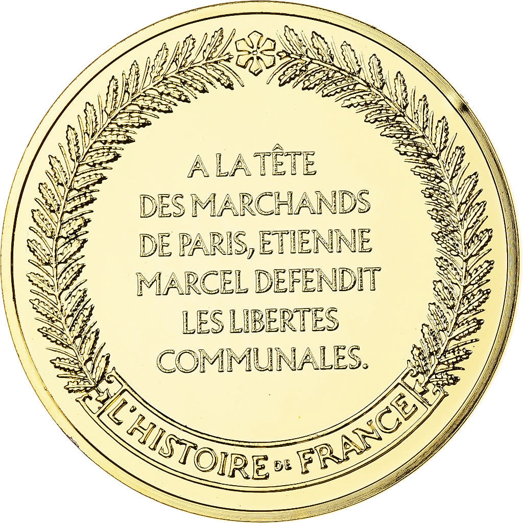 France, Medal, Etienne Marcel, Franklin Mint, Vermeil, Proof, MS(65-70)