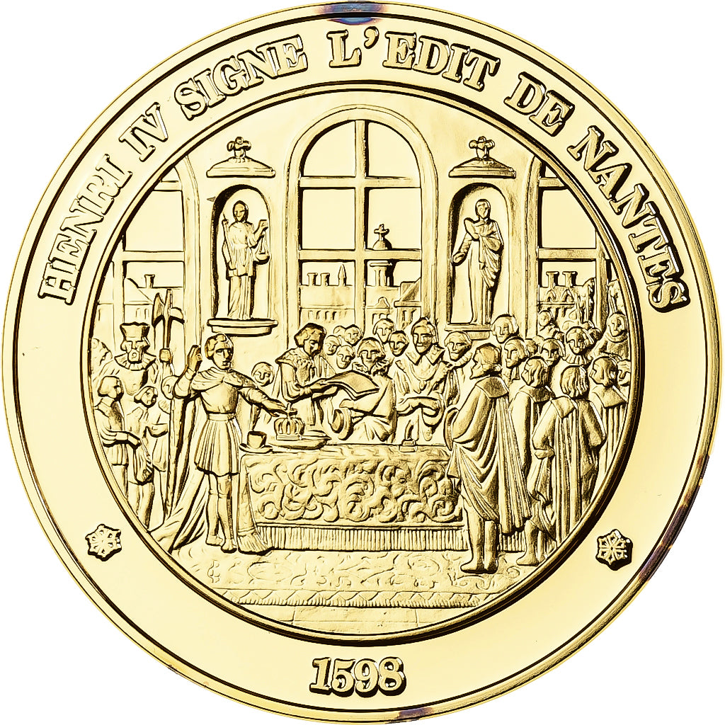 Frankrijk, Medaille, Henri IV signe l'Edit de Nantes, Franklin Mint, Vermeil