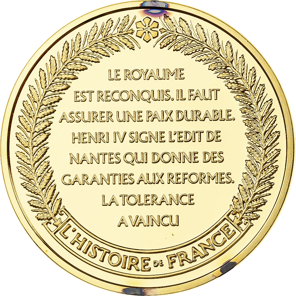 Frankrijk, Medaille, Henri IV signe l'Edit de Nantes, Franklin Mint, Vermeil