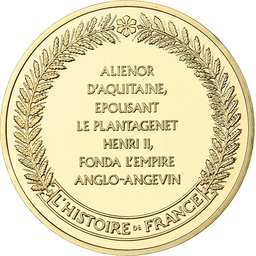 France, Medal, Aliénor d'Aquitaine, Franklin Mint, Vermeil, Proof, MS(65-70)