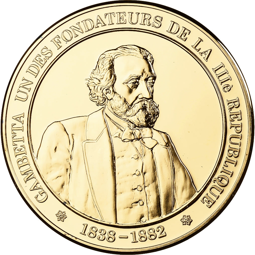 France, Medal, Léon Gambetta, Franklin Mint, Vermeil, Proof, MS(65-70)