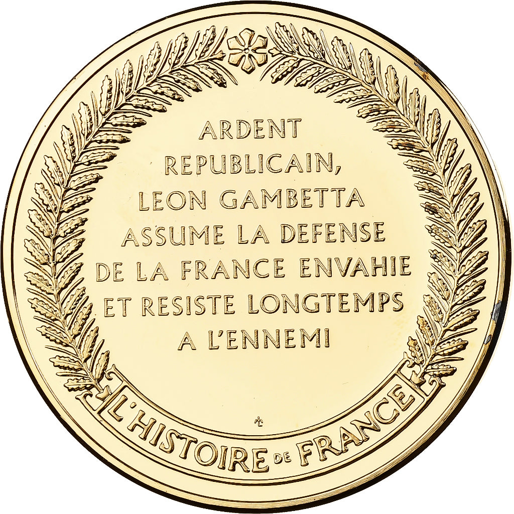 France, Medal, Léon Gambetta, Franklin Mint, Vermeil, Proof, MS(65-70)