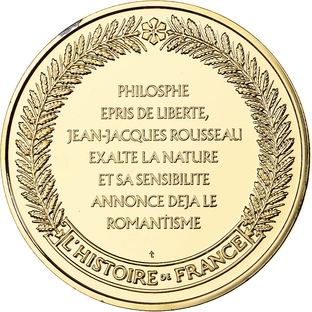 France, Medal, Jean-Jacques Rousseau, Franklin Mint, Vermeil, Proof, MS(65-70)