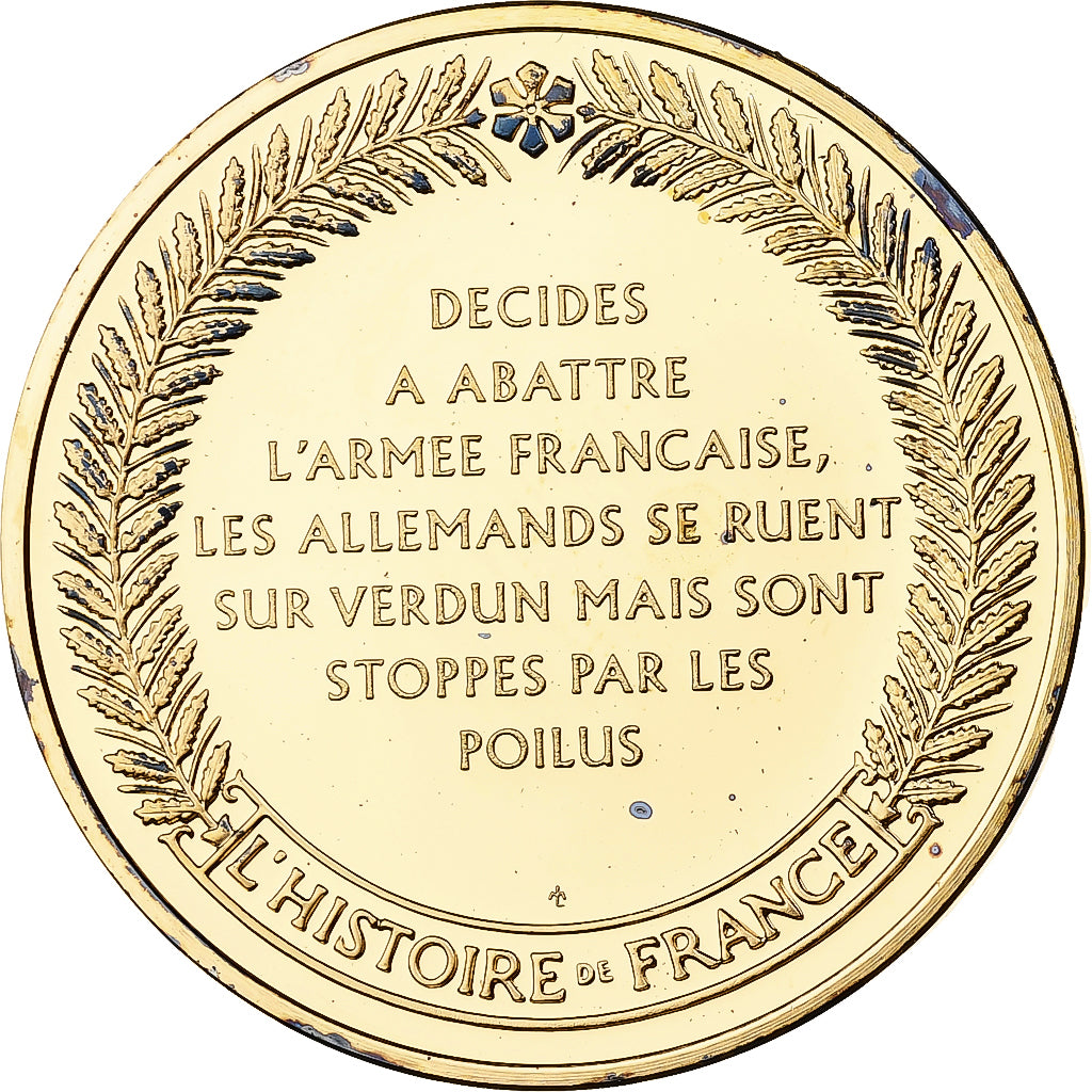 France, Medal, Bataille de Verdun, Franklin Mint, Vermeil, Proof, MS(65-70)
