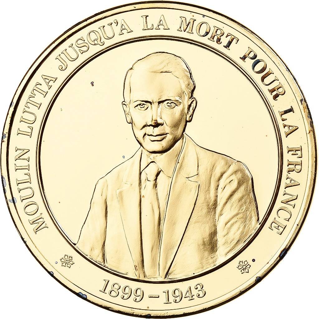 France, Medal, Jean Moulin, Franklin Mint, Vermeil, Proof, MS(65-70)