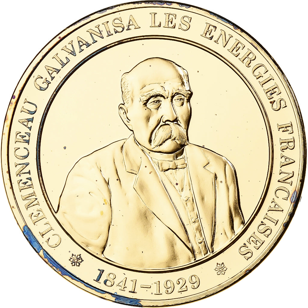 France, Medal, Clemenceau, Franklin Mint, Vermeil, Proof, MS(65-70)