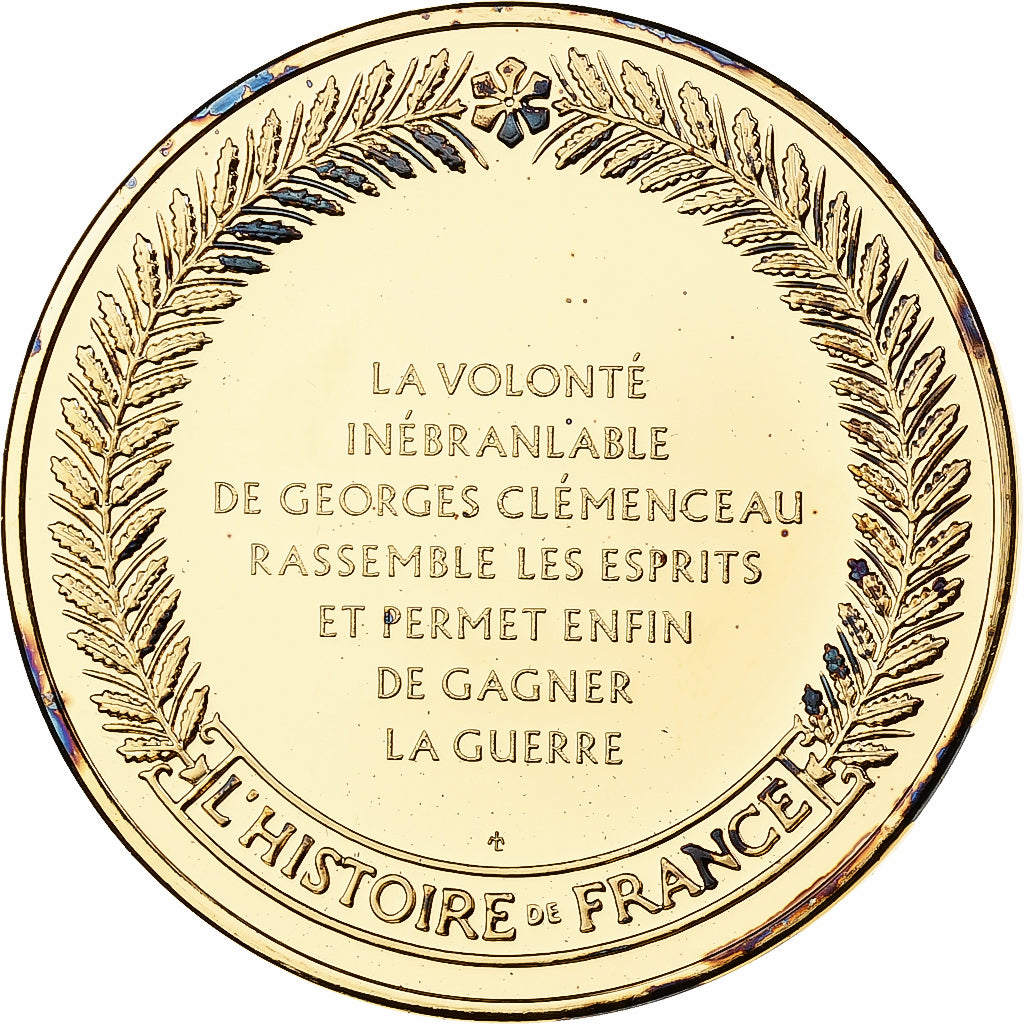 France, Medal, Clemenceau, Franklin Mint, Vermeil, Proof, MS(65-70)