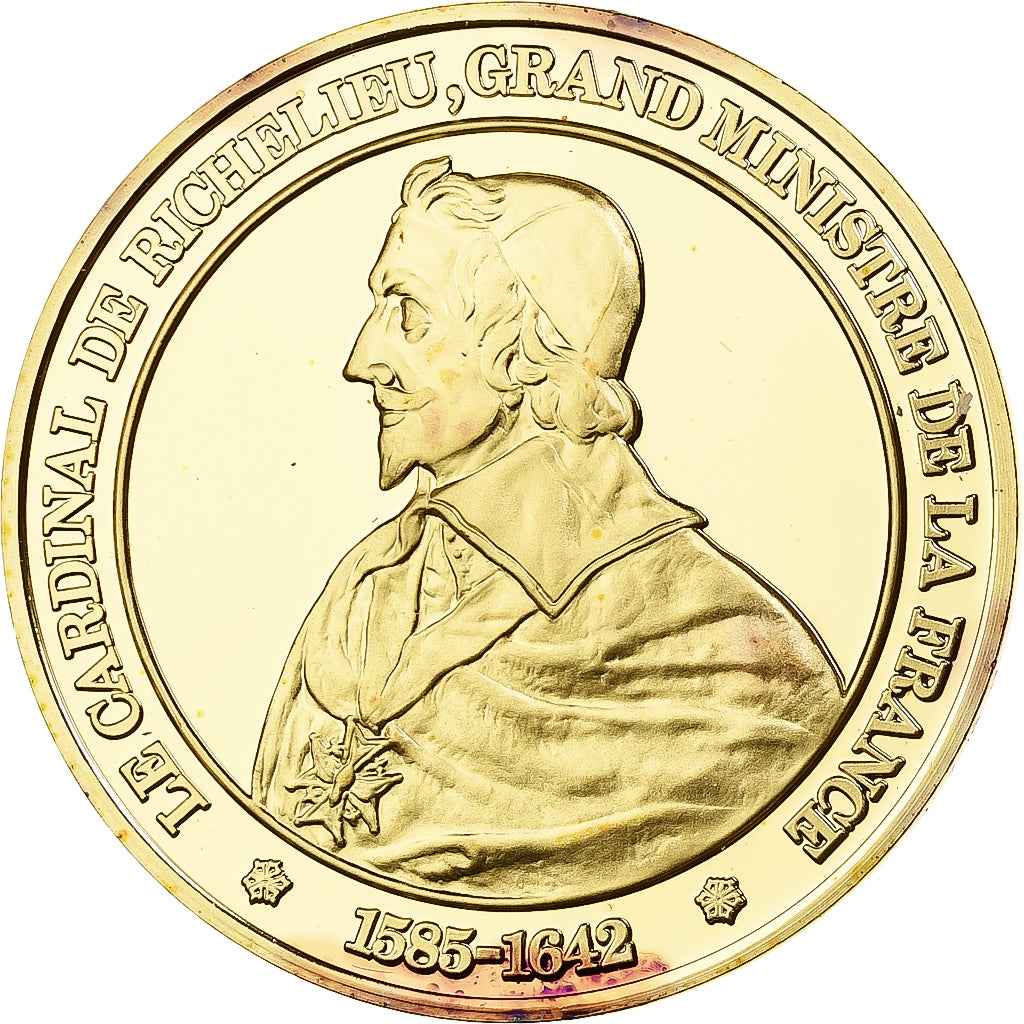 France, Medal, Richelieu, Franklin Mint, Vermeil, Proof, MS(65-70)