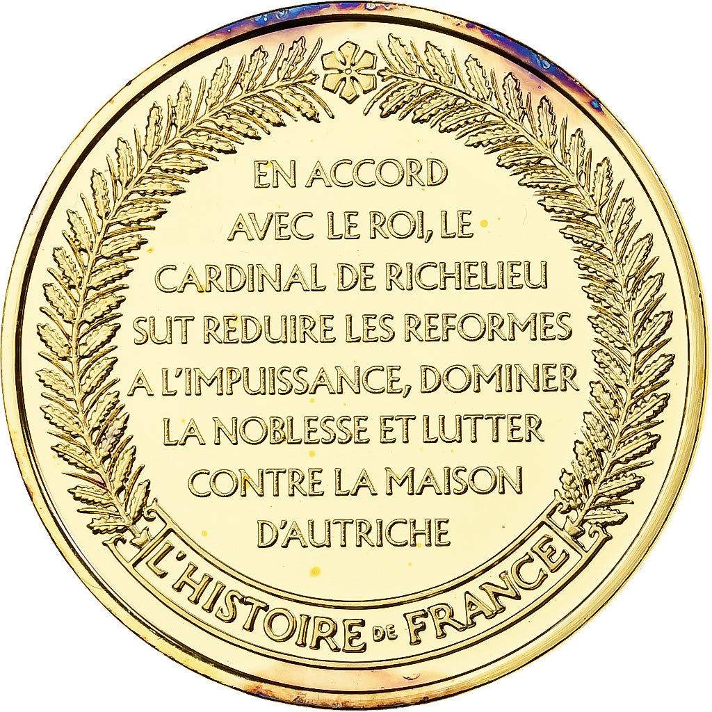 France, Medal, Richelieu, Franklin Mint, Vermeil, Proof, MS(65-70)