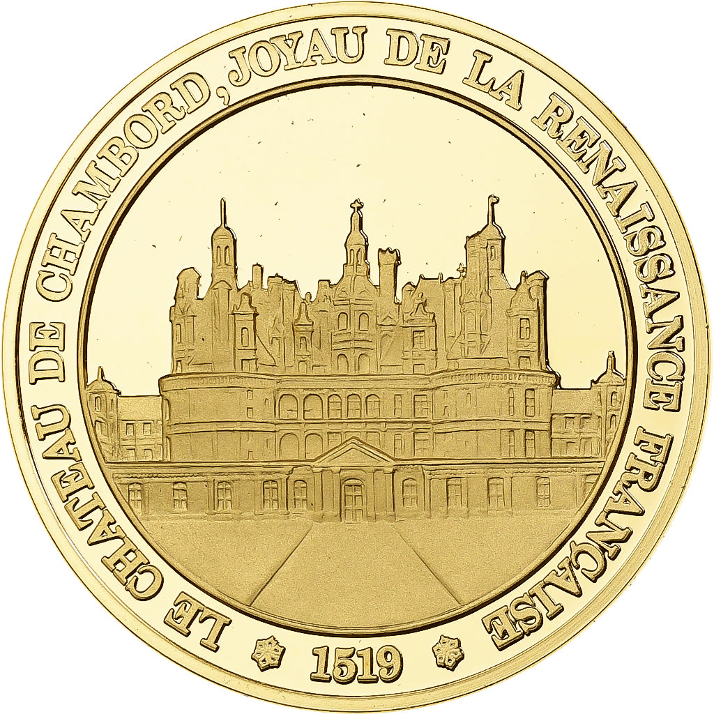 France, Medal, Château de Chambord, Franklin Mint, Vermeil, Proof, MS(65-70)