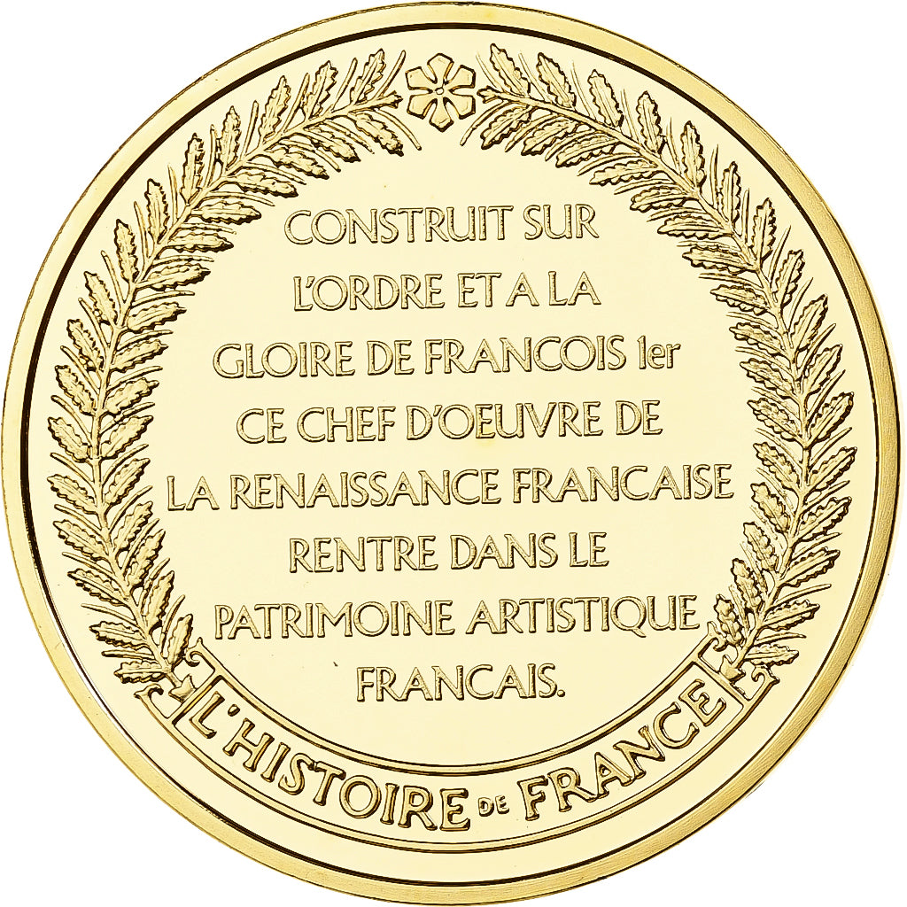 France, Medal, Château de Chambord, Franklin Mint, Vermeil, Proof, MS(65-70)