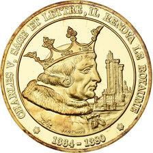 France, Medal, Charles V, Franklin Mint, Vermeil, Proof, MS(65-70)
