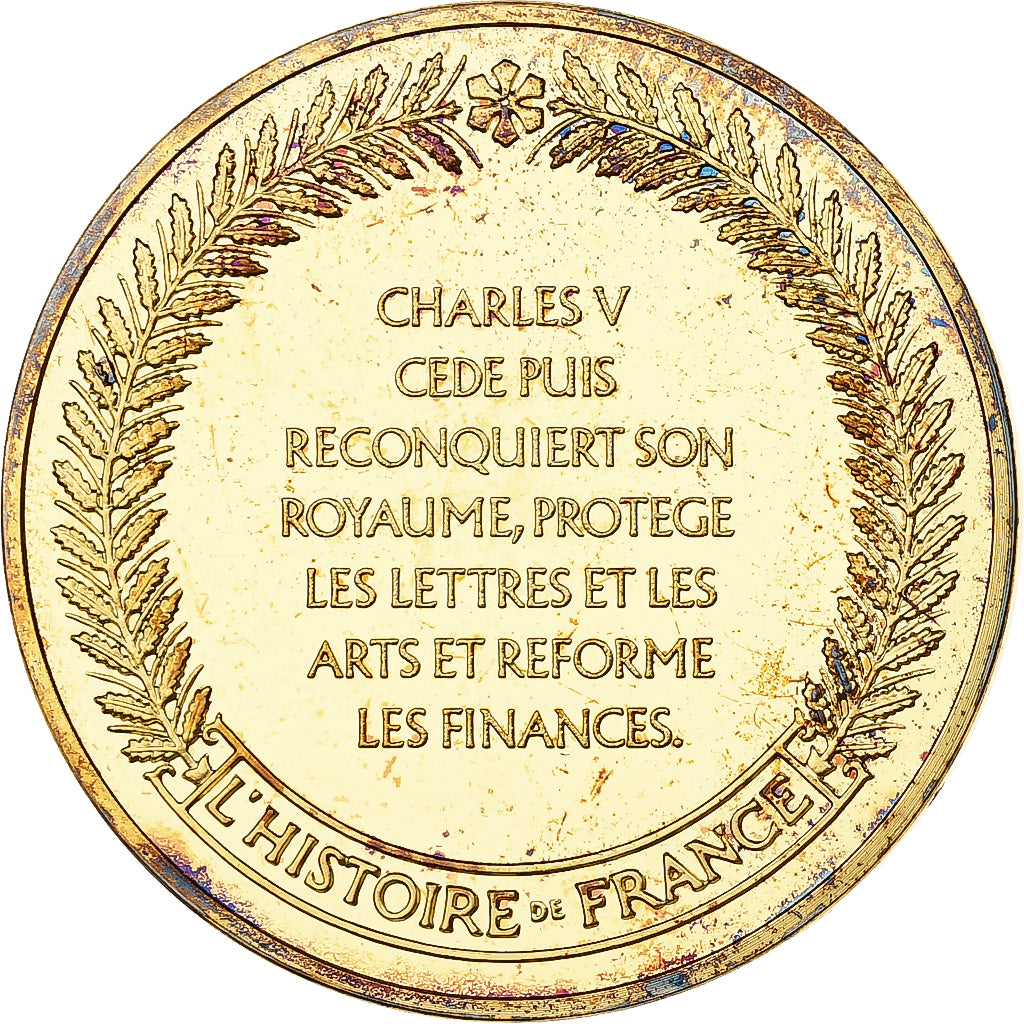 France, Medal, Charles V, Franklin Mint, Vermeil, Proof, MS(65-70)