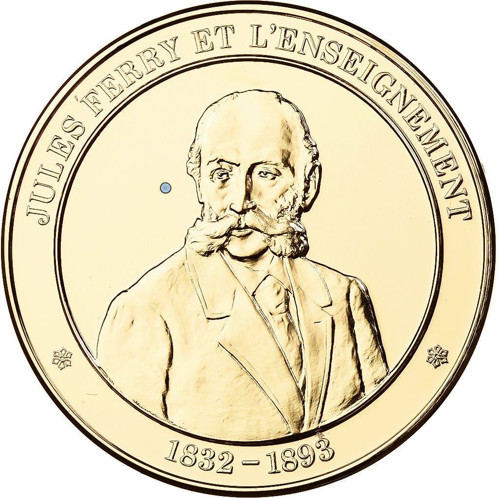 France, Medal, Jules Ferry, Franklin Mint, Vermeil, Proof, MS(65-70)