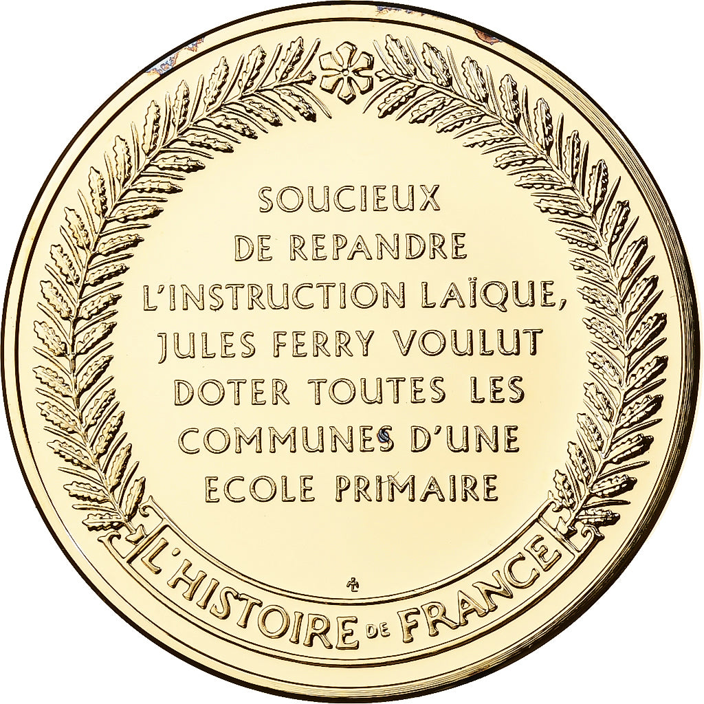 France, Medal, Jules Ferry, Franklin Mint, Vermeil, Proof, MS(65-70)