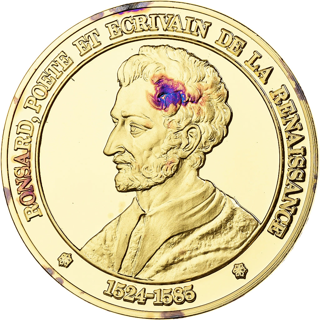 France, Medal, Ronsard, Franklin Mint, Vermeil, Proof, MS(65-70)