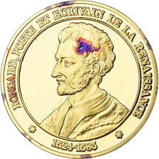 France, Medal, Ronsard, Franklin Mint, Vermeil, Proof, MS(65-70)