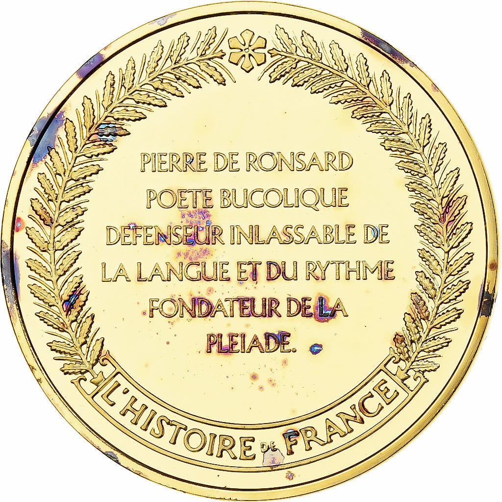France, Medal, Ronsard, Franklin Mint, Vermeil, Proof, MS(65-70)