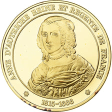 France, Medal, Anne d'Autriche, Franklin Mint, Vermeil, Proof, MS(65-70)