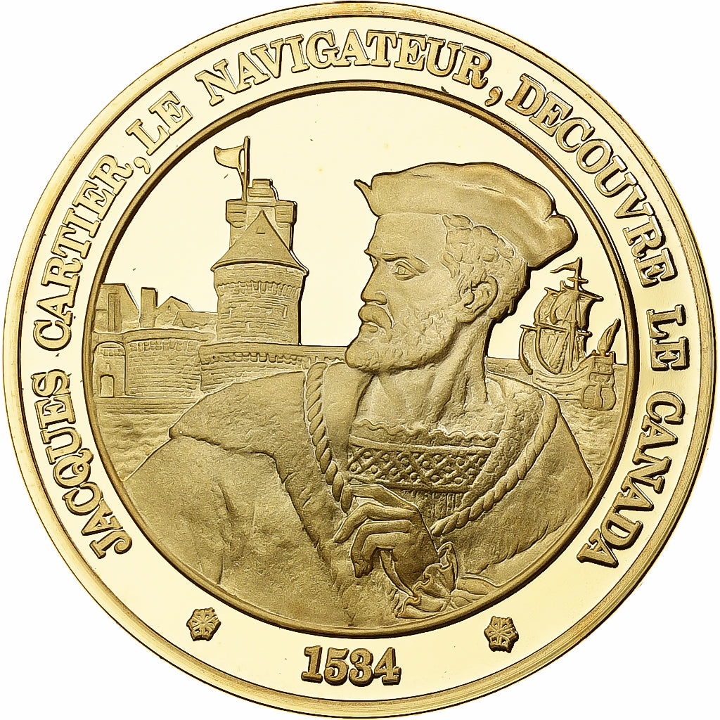 Francja, medal, Jacques Cartier, Franklin Mint, Vermeil, Proof, MS(65-70)