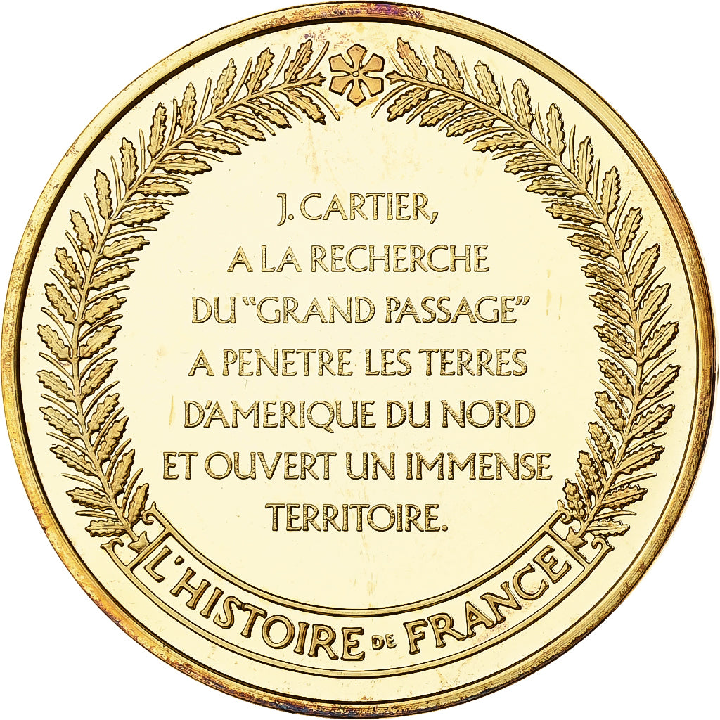 Francja, medal, Jacques Cartier, Franklin Mint, Vermeil, Proof, MS(65-70)