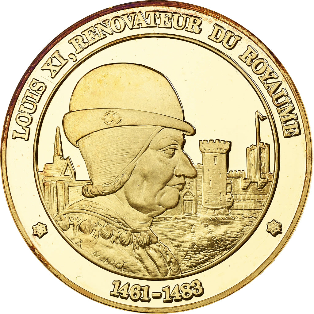 France, Medal, Louis XI, Franklin Mint, Vermeil, Proof, MS(65-70)