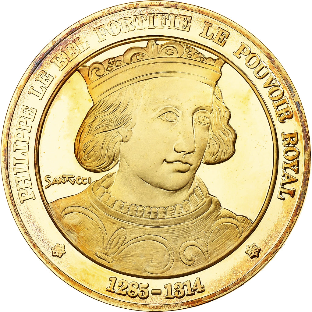 France, Medal, Philippe le Bel, Franklin Mint, Vermeil, Proof, MS(65-70)