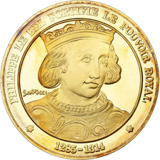 France, Medal, Philippe le Bel, Franklin Mint, Vermeil, Proof, MS(65-70)