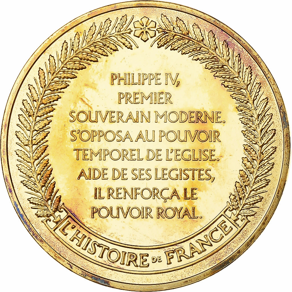 France, Medal, Philippe le Bel, Franklin Mint, Vermeil, Proof, MS(65-70)