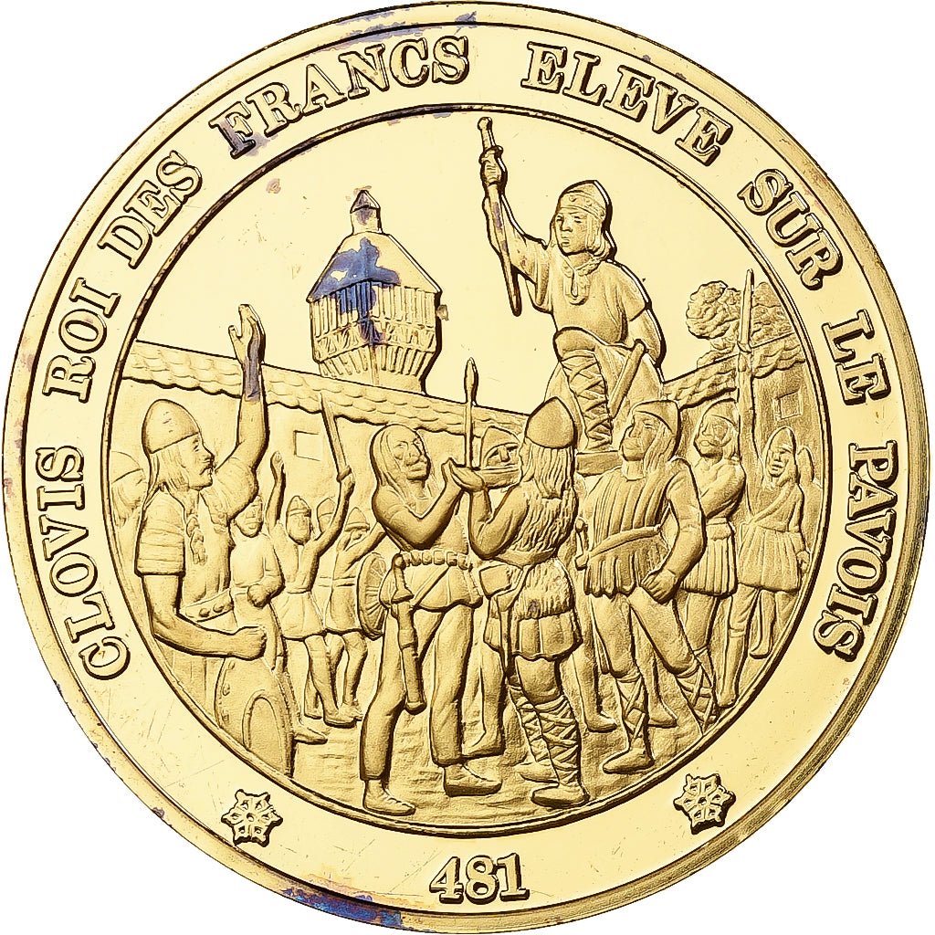 France, Medal, Clovis, Franklin Mint, Vermeil, Proof, MS(65-70)