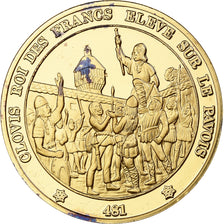 France, Medal, Clovis, Franklin Mint, Vermeil, Proof, MS(65-70)